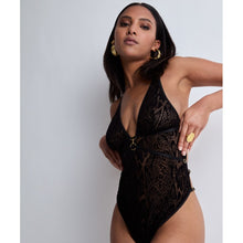 Load image into Gallery viewer, Aubade Boite A Desir Black Python Bodysuit
